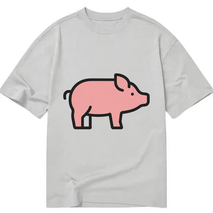 Pig - Pink farm pig flat side profile - Classic T-shirt - Grey