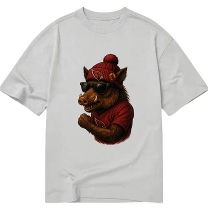 Arizona Javelina wearing Cardinals beanie with desert patch and wayfarer - Classic T-shirt - Grey