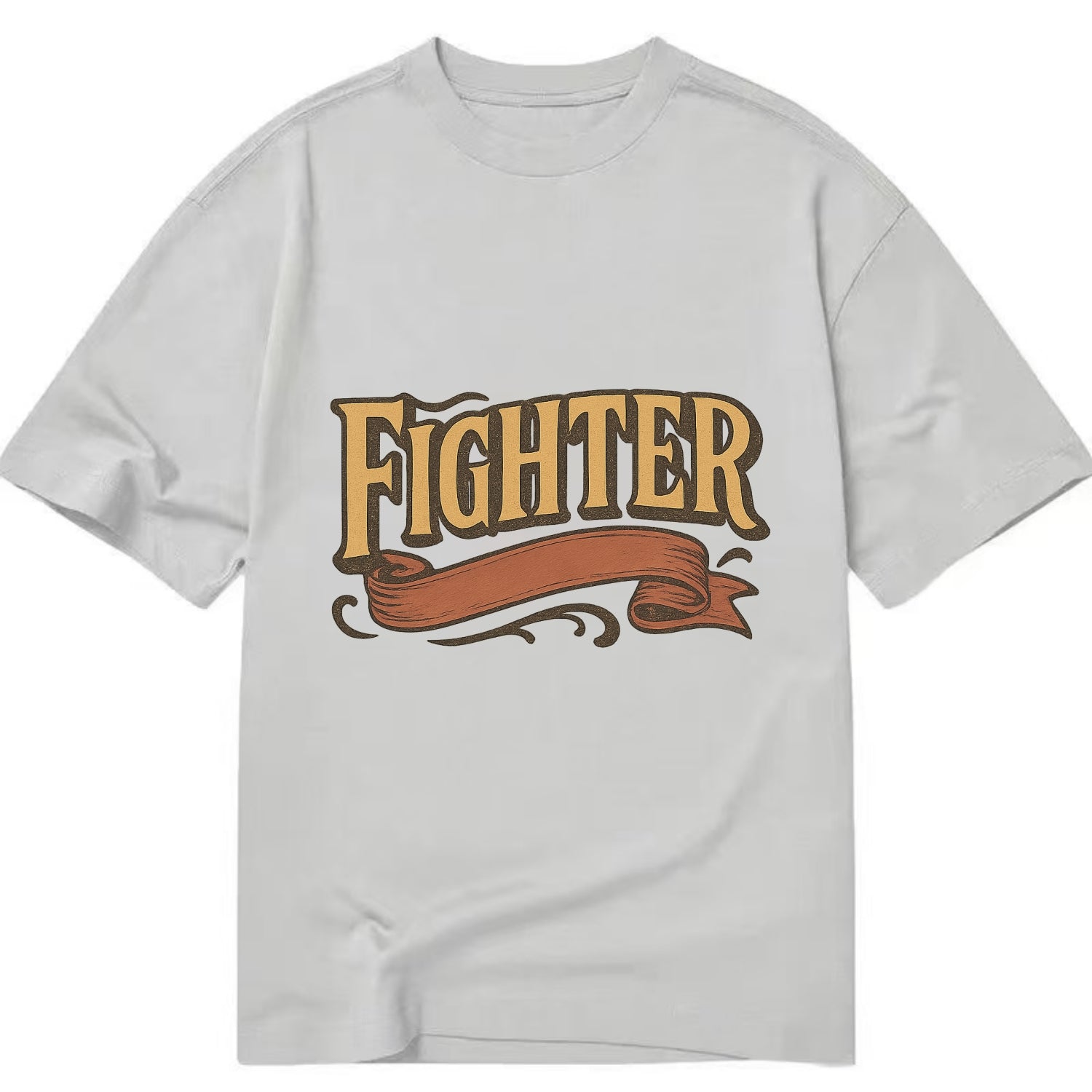 Bold typography design - "FIGHTER" - never giving up, battling on - Classic T-shirt - Grey