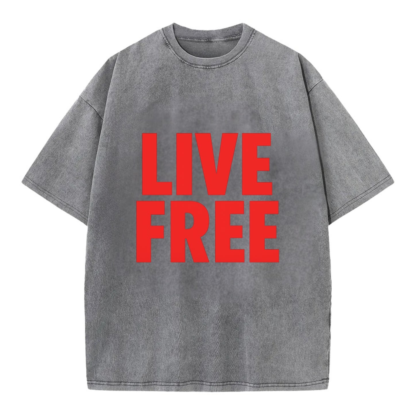 Bold typography design - "LIVE FREE" - unrestricted living - Vintage T-shirt - Grey