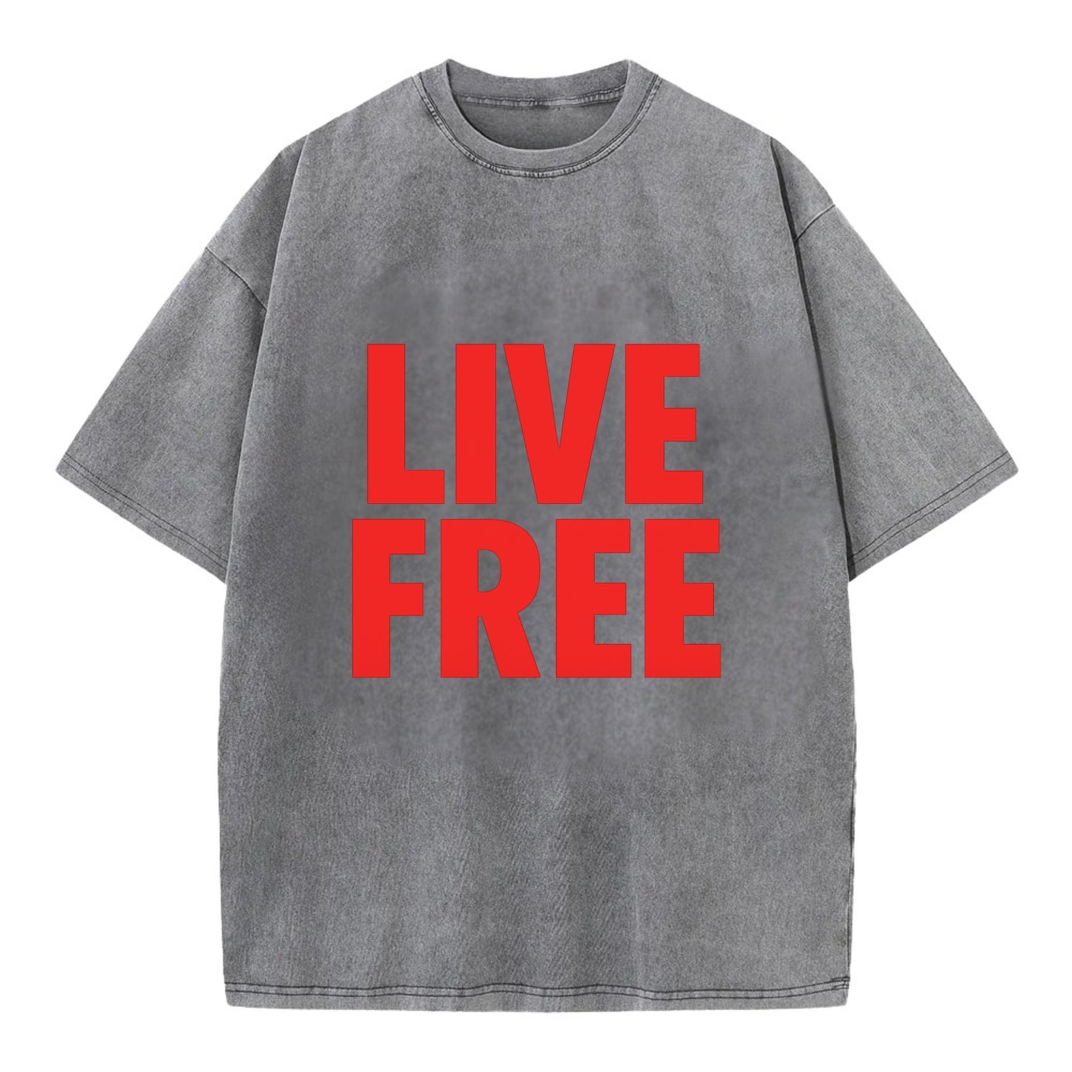 Bold typography design - "LIVE FREE" - unrestricted living - Vintage T-shirt - Grey