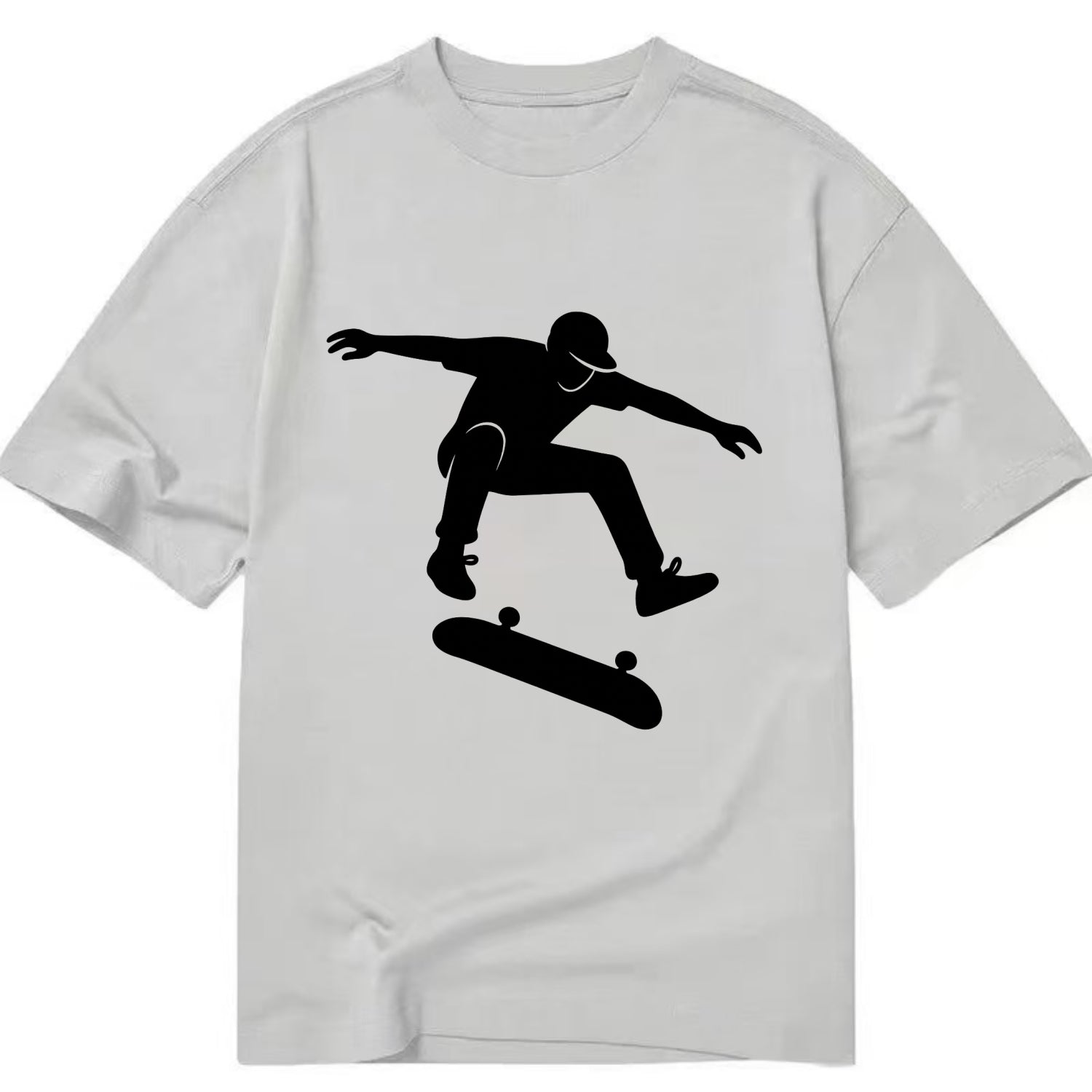 Skateboarder doing kickflip trick - Classic T-shirt - Grey
