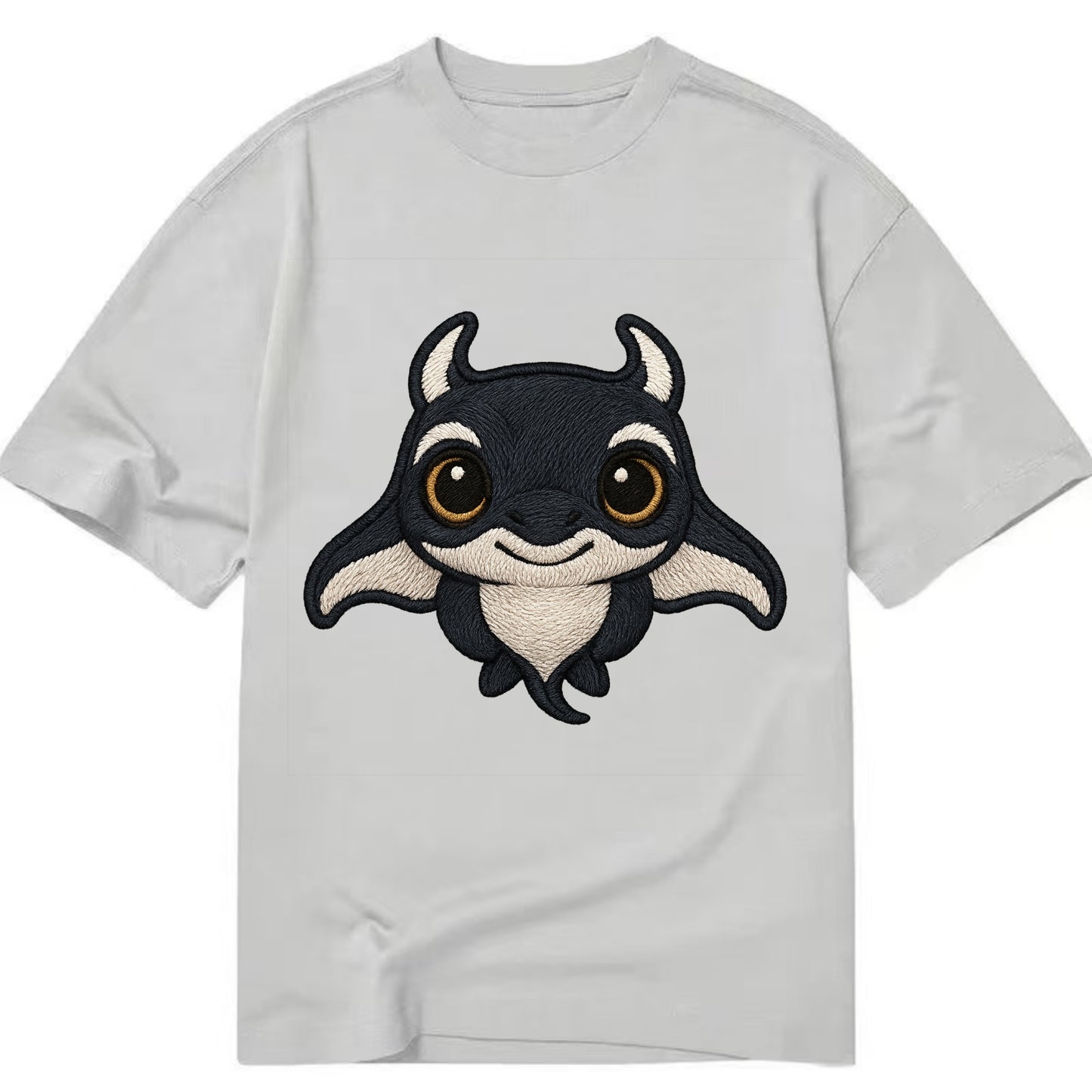 Baby Manta Ray - dark with white markings, cephalic fins, gentle eyes, - Classic T-shirt - Grey