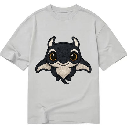 Baby Manta Ray - dark with white markings, cephalic fins, gentle eyes, - Classic T-shirt - Grey