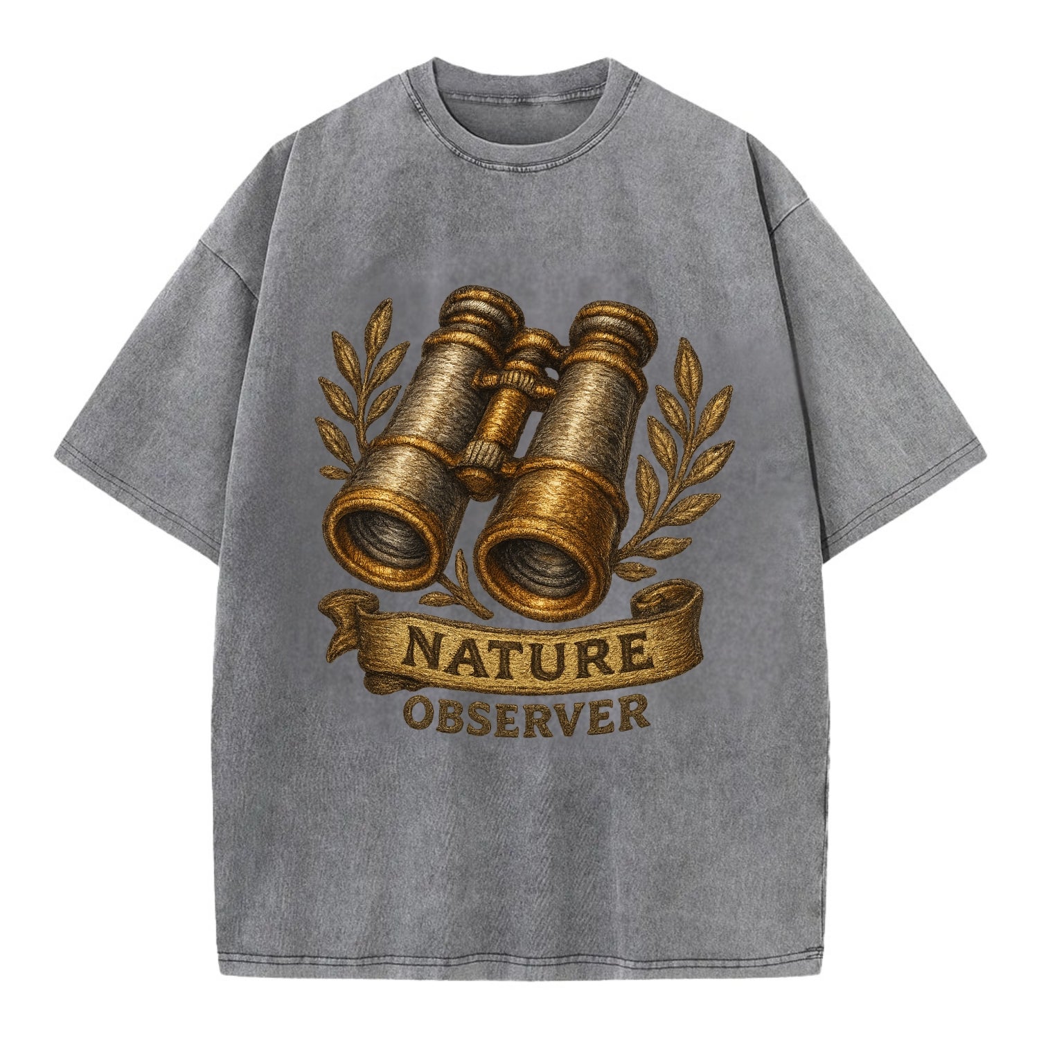 Binoculars for birdwatching - nature observer - Vintage T-shirt - Grey