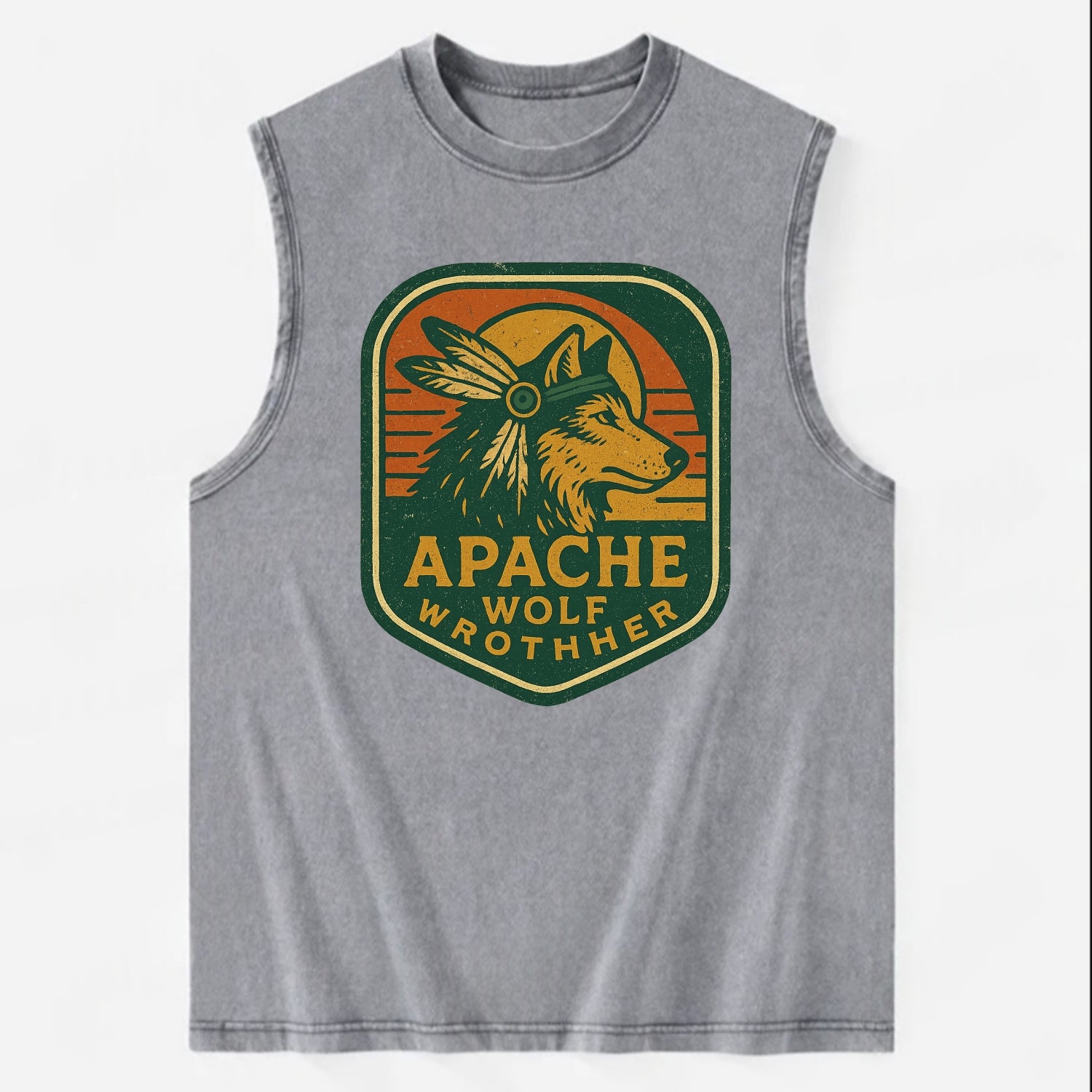 Apache Wolf Brother  - Vintage Washed Tank - Grey