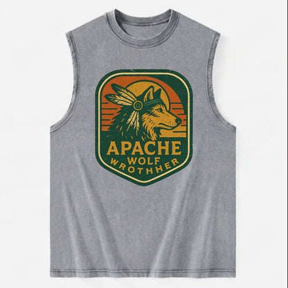 Apache Wolf Brother  - Vintage Washed Tank - Grey