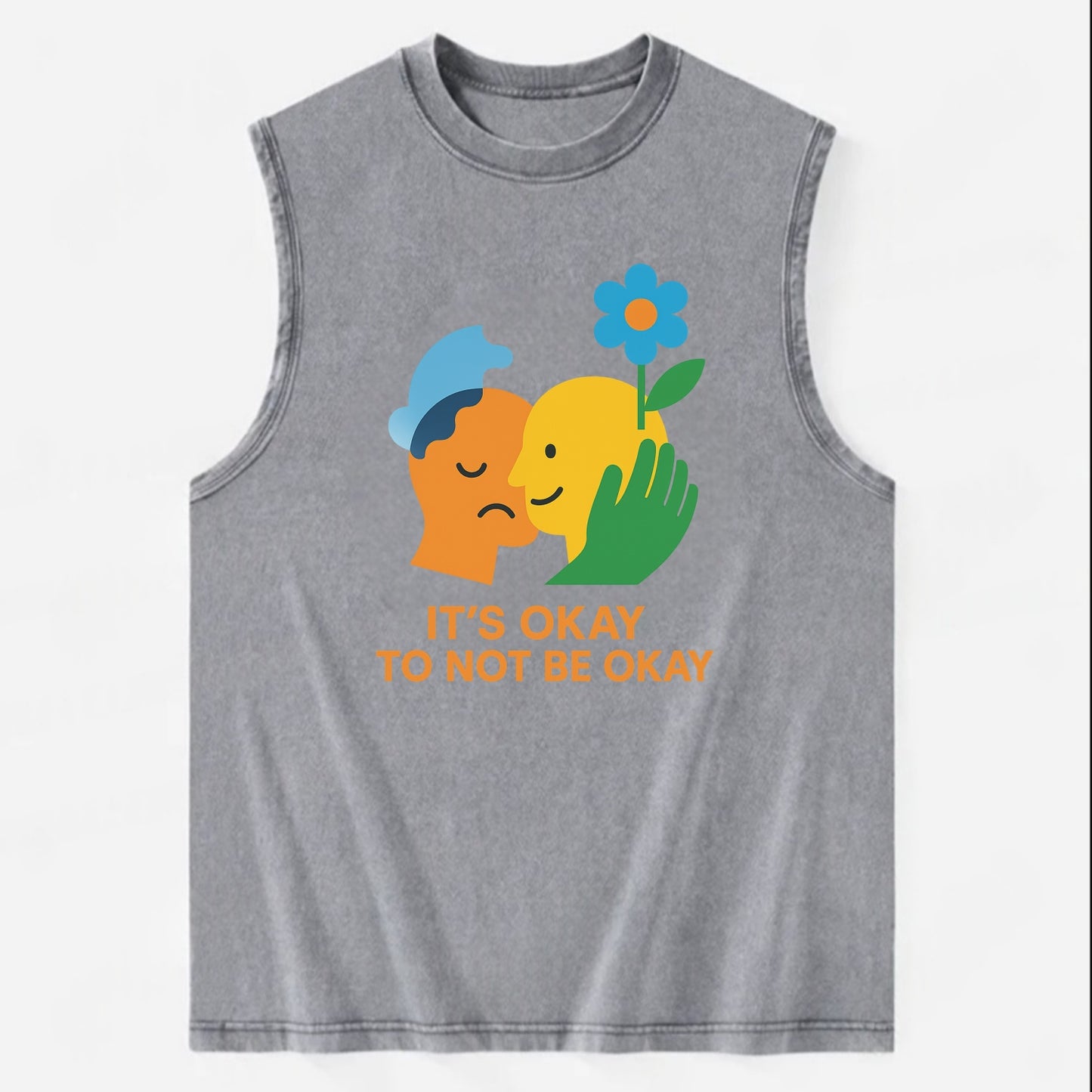 Mental health stigma fading as support grows - "It's Okay to Not Be Okay" - - Vintage Washed Tank - Grey