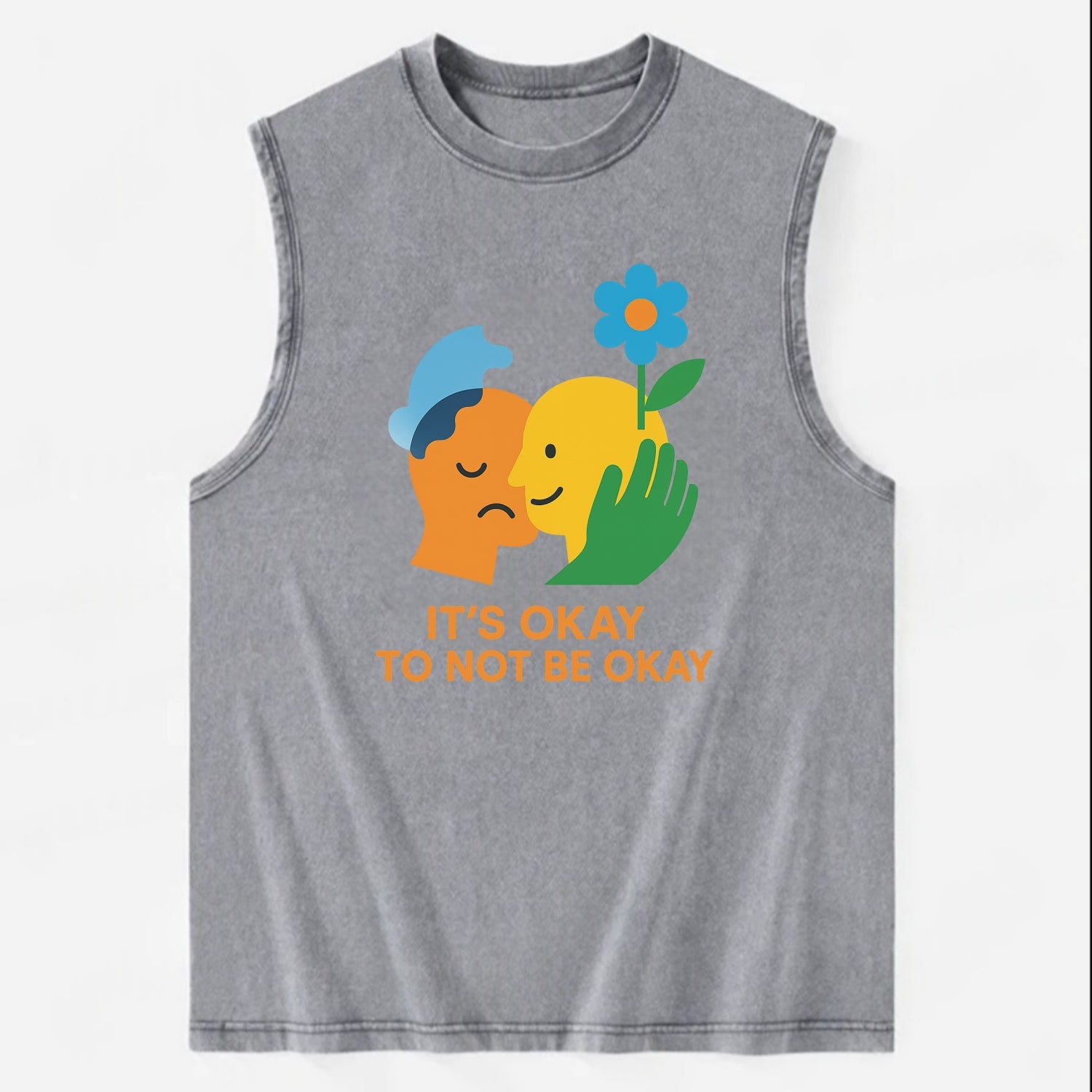 Mental health stigma fading as support grows - "It's Okay to Not Be Okay" - - Vintage Washed Tank - Grey