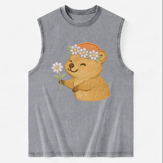 Quokka Daisy Chain - Vintage Washed Tank - Grey