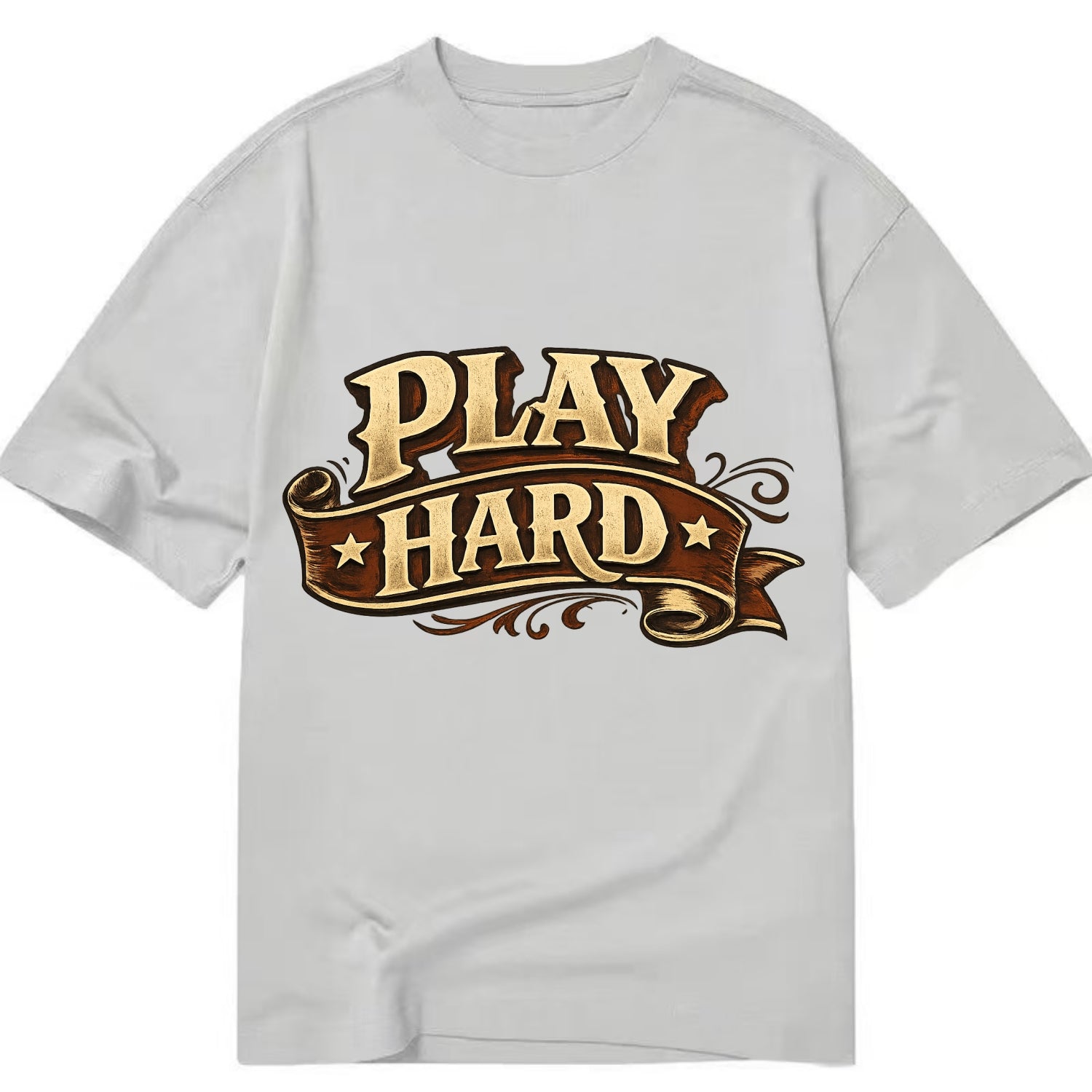Bold typography design - "PLAY HARD" - giving your all, full effort - Classic T-shirt - Grey