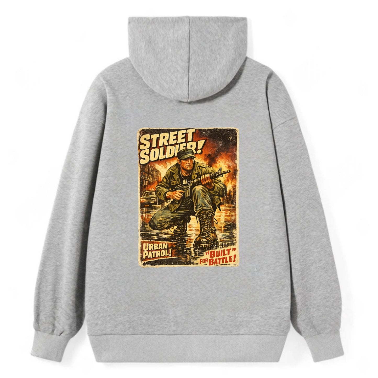 COMBAT READY | Military boots on wet pavement | Street soldier | Urban - Classic Pullover Hoodie - Grey