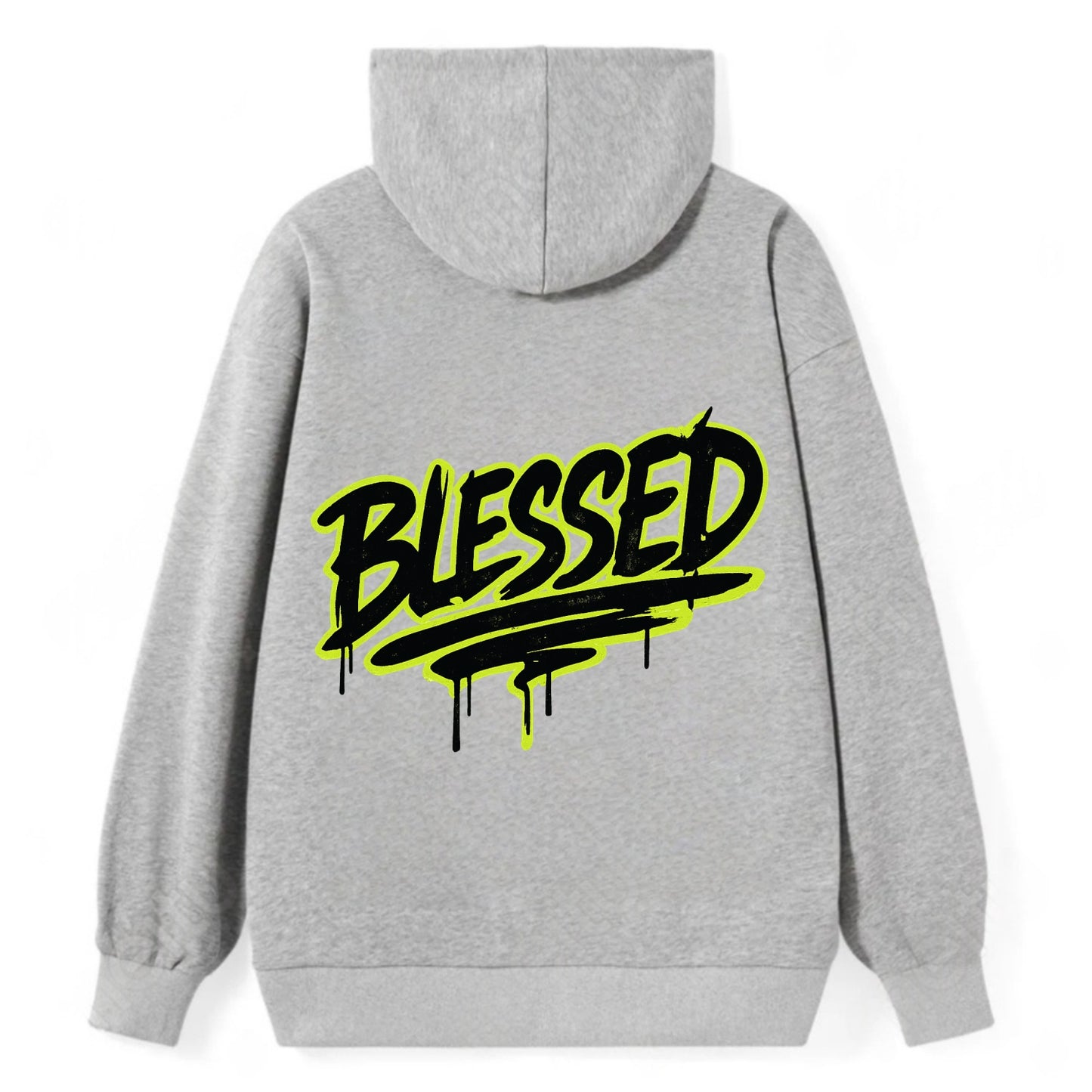 Bold typography design - "BLESSED" - recognizing good fortune, abundance - Classic Pullover Hoodie - Grey