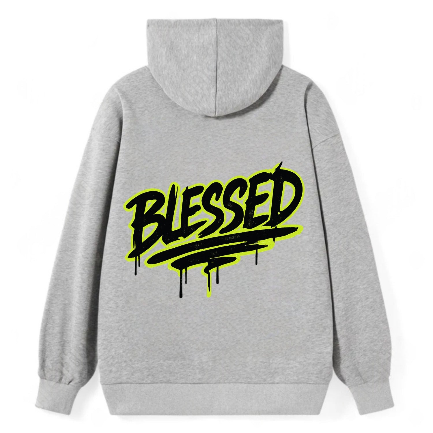 Bold typography design - "BLESSED" - recognizing good fortune, abundance - Classic Pullover Hoodie - Grey