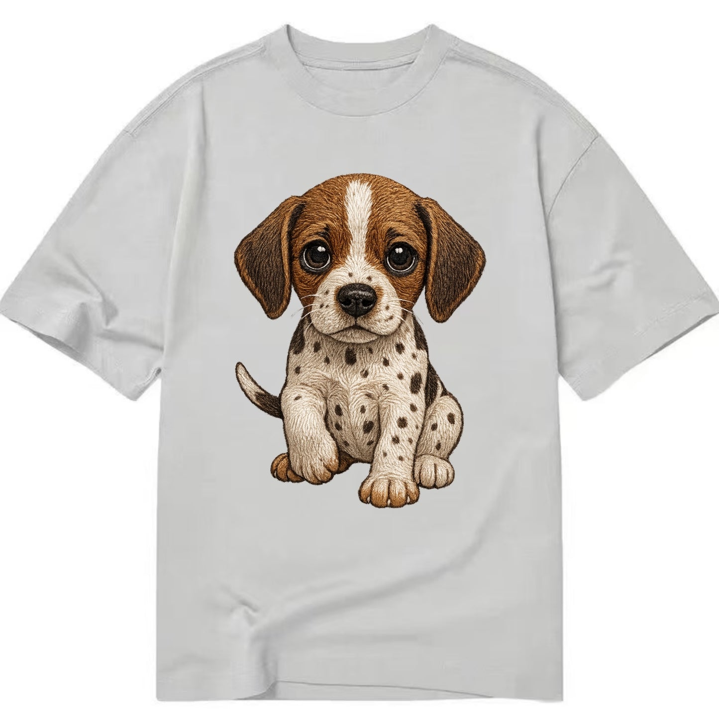 Baby Pointer Puppy - spotted coat, noble stance, alert eyes, front-facing, - Classic T-shirt - Grey