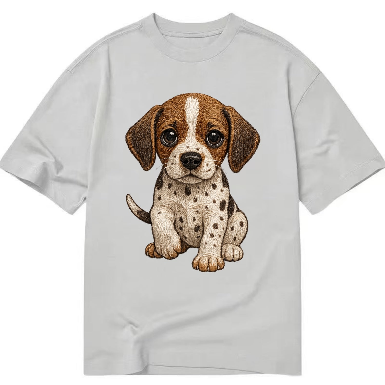 Baby Pointer Puppy - spotted coat, noble stance, alert eyes, front-facing, - Classic T-shirt - Grey