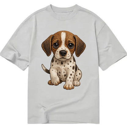 Baby Pointer Puppy - spotted coat, noble stance, alert eyes, front-facing, - Classic T-shirt - Grey