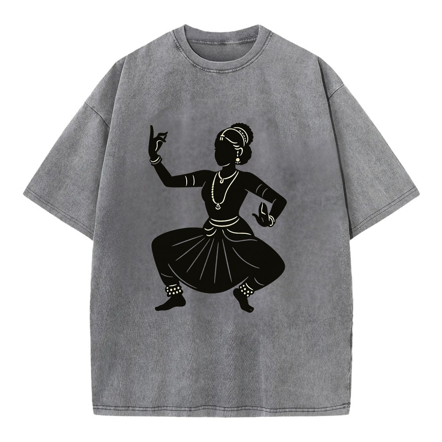 Bharatanatyam classical Indian pose - Vintage T-shirt - Grey