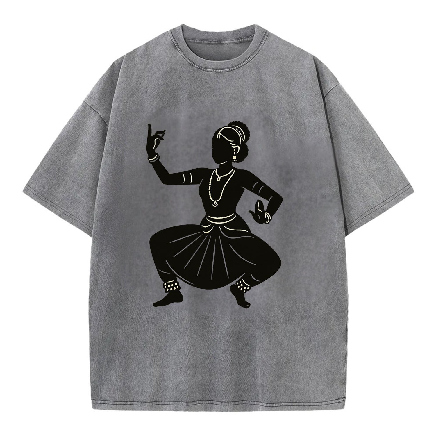Bharatanatyam classical Indian pose - Vintage T-shirt - Grey