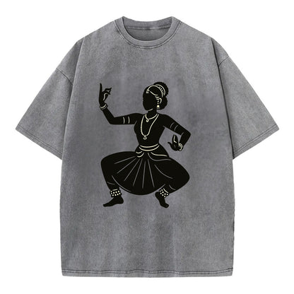 Bharatanatyam classical Indian pose - Vintage T-shirt - Grey
