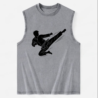 Korean taekwondo flying kick - Vintage Washed Tank - Grey