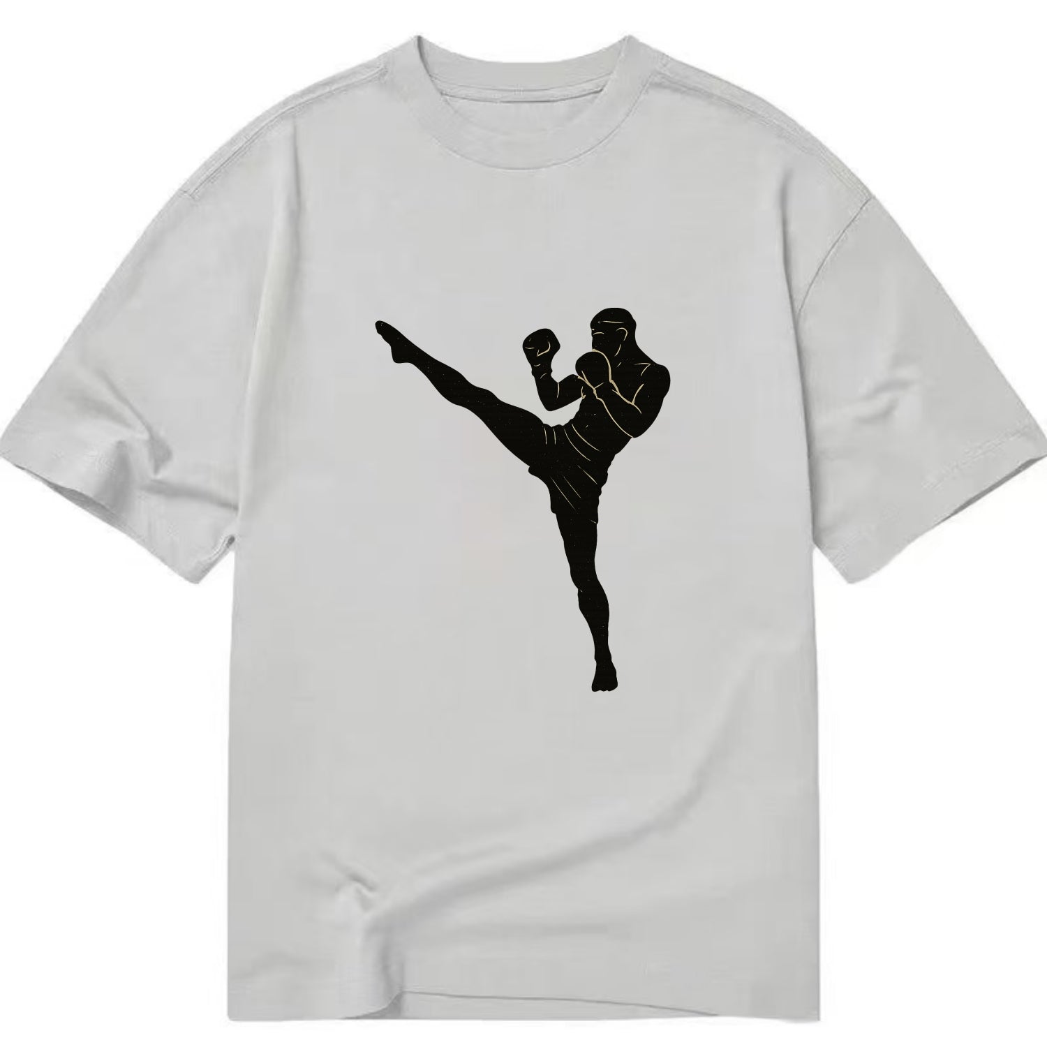 Kickboxer delivering roundhouse kick - Classic T-shirt - Grey