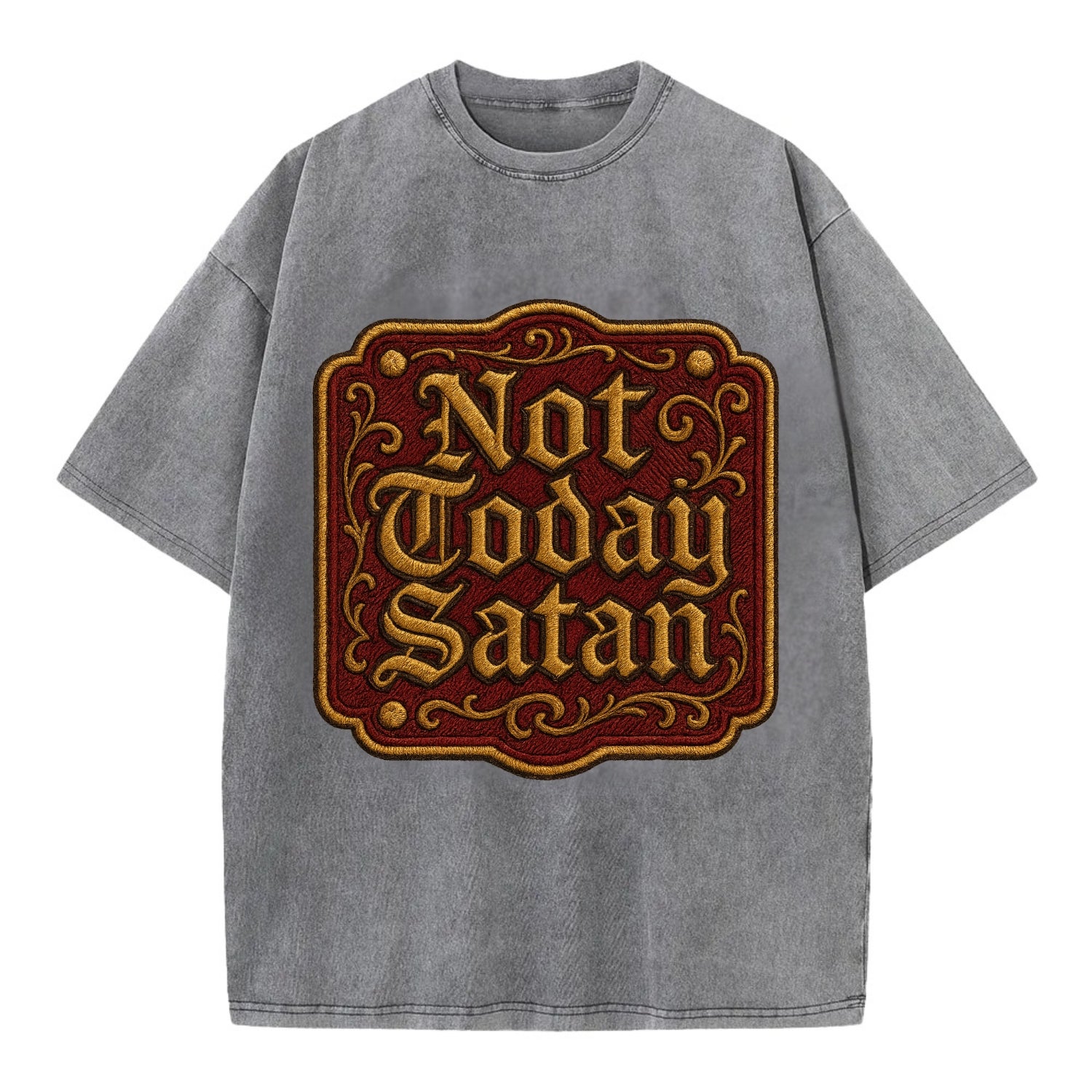 Not Today Satan  - Vintage T-shirt - Grey