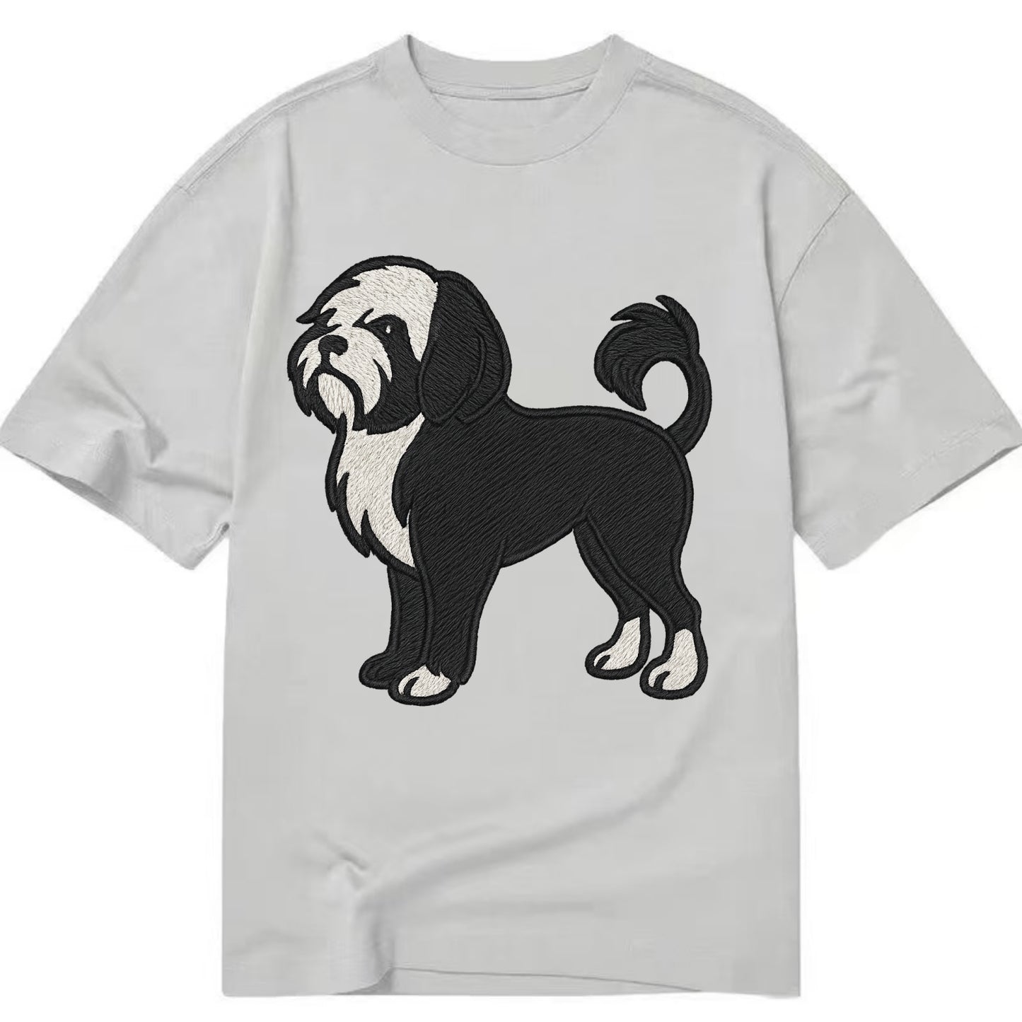 Löwchen - Black and white lion trim embr - Classic T-shirt - Grey