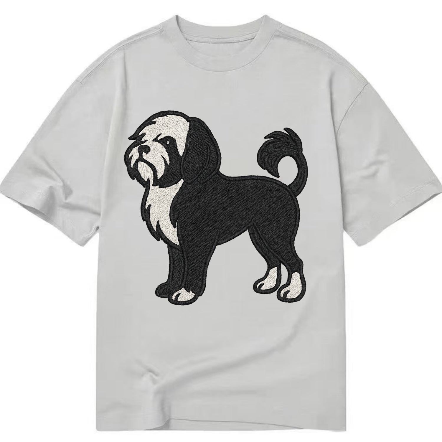 Löwchen - Black and white lion trim embr - Classic T-shirt - Grey