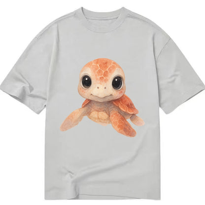 Baby Loggerhead Turtle - reddish-brown shell, big round dark eyes, chunky head, - Classic T-shirt - Grey