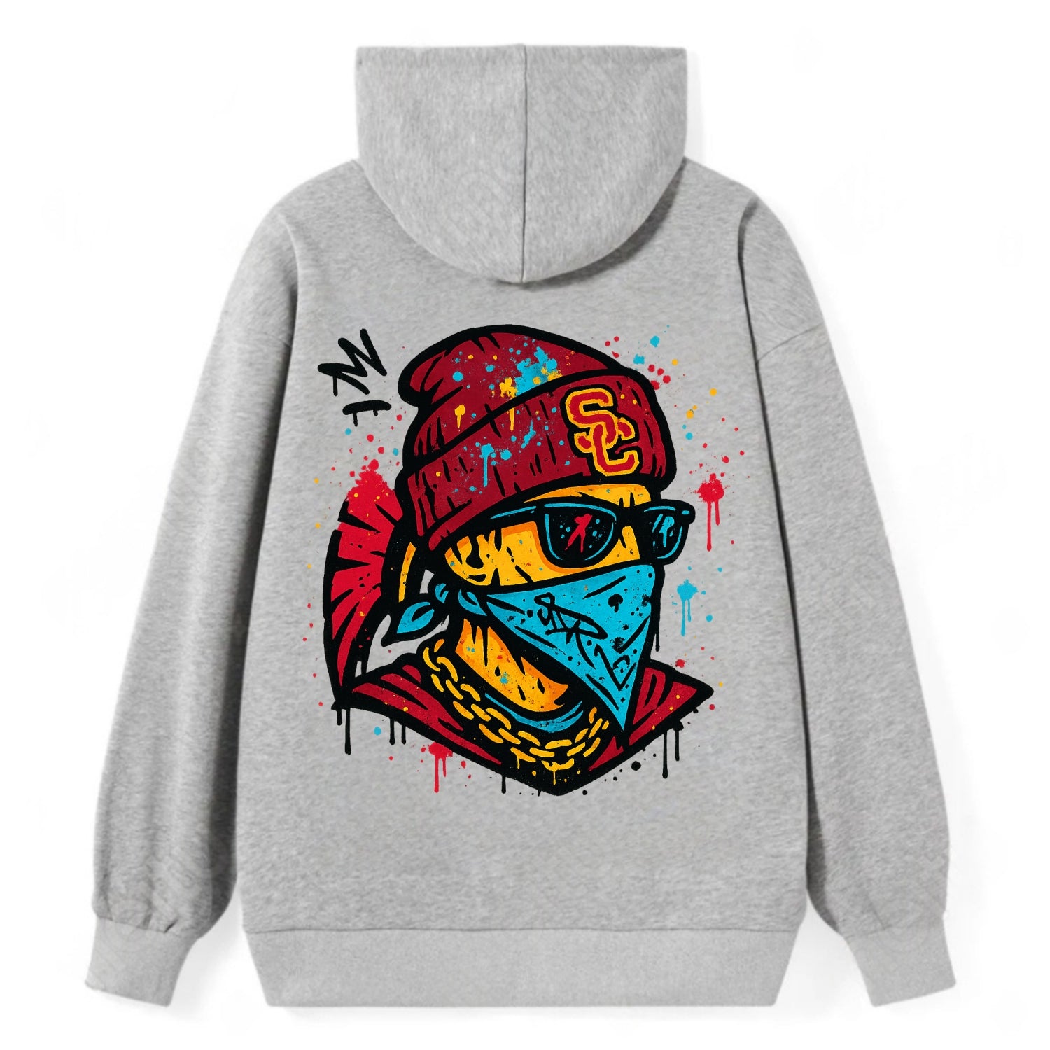 Los Angeles Trojan wearing USC beanie with SC patch - Classic Pullover Hoodie - Grey