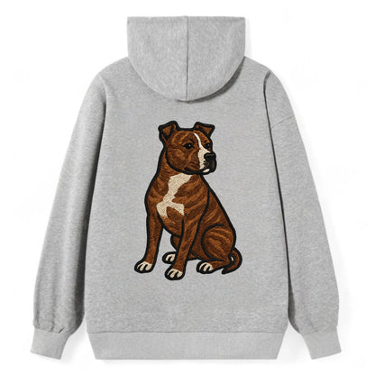American Staffordshire Terrier - Brindle embroidered pose - Classic Pullover Hoodie - Grey