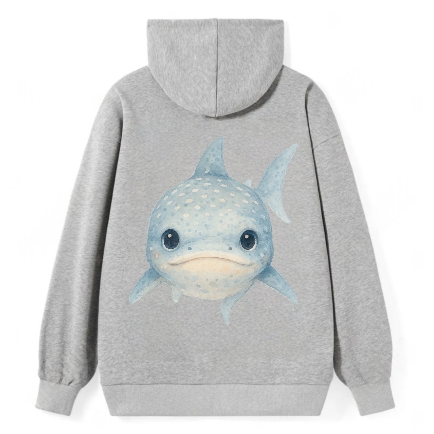 Baby Whale Shark - spotted blue-gray, wide mouth closed, tiny eyes, - Classic Pullover Hoodie - Grey