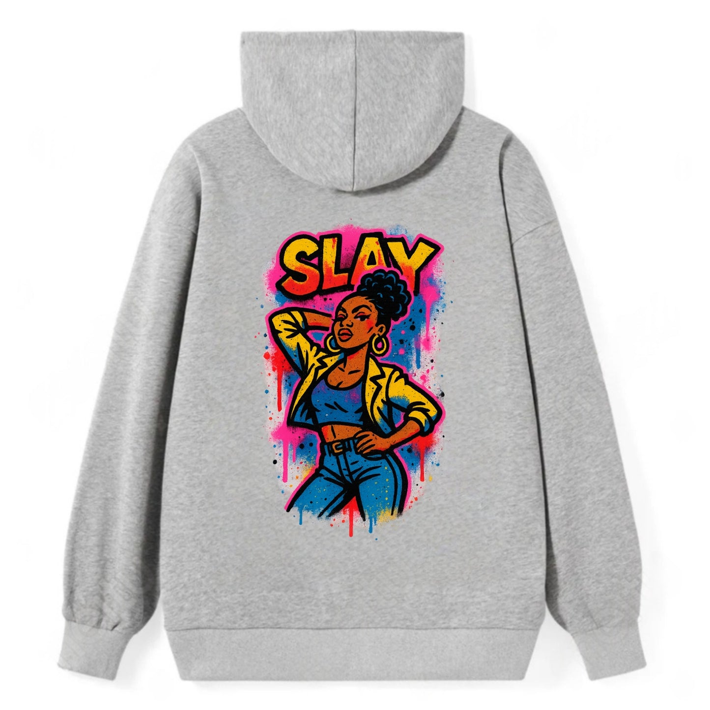Empowered figure striking confident pose - "slay" culture, fierce and - Classic Pullover Hoodie - Grey