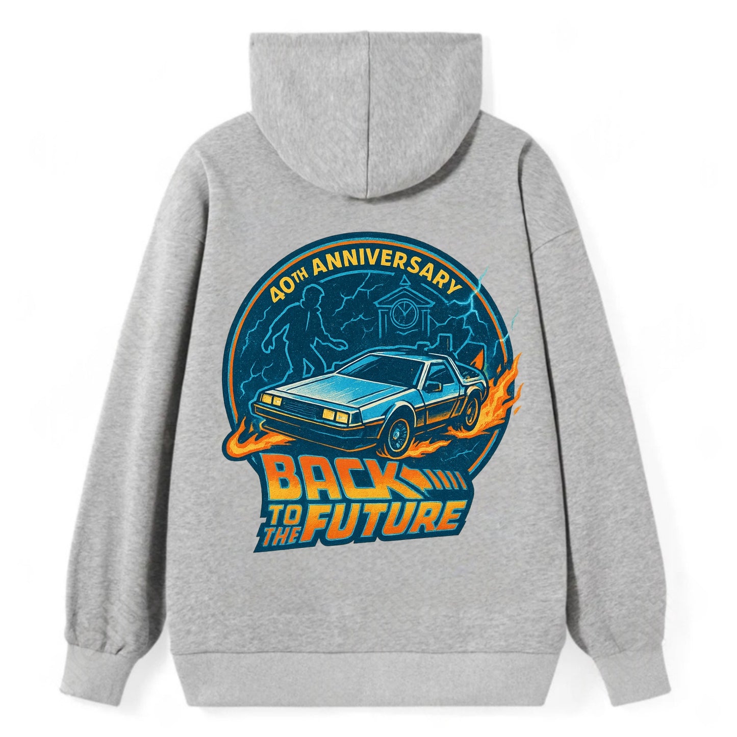 Back To The Future 40th Anniversary - Classic Pullover Hoodie - Grey