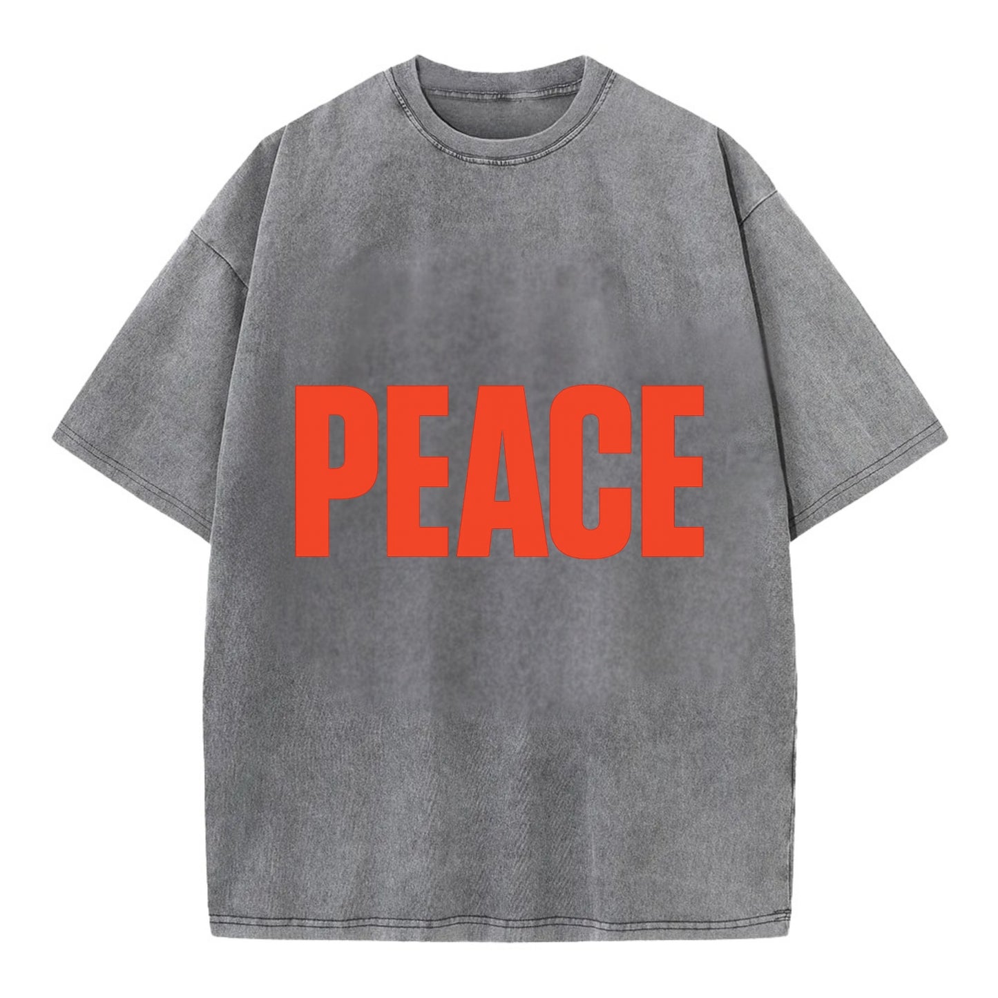 Bold typography design - "PEACE" - inner calm, tranquility, serenity - Vintage T-shirt - Grey