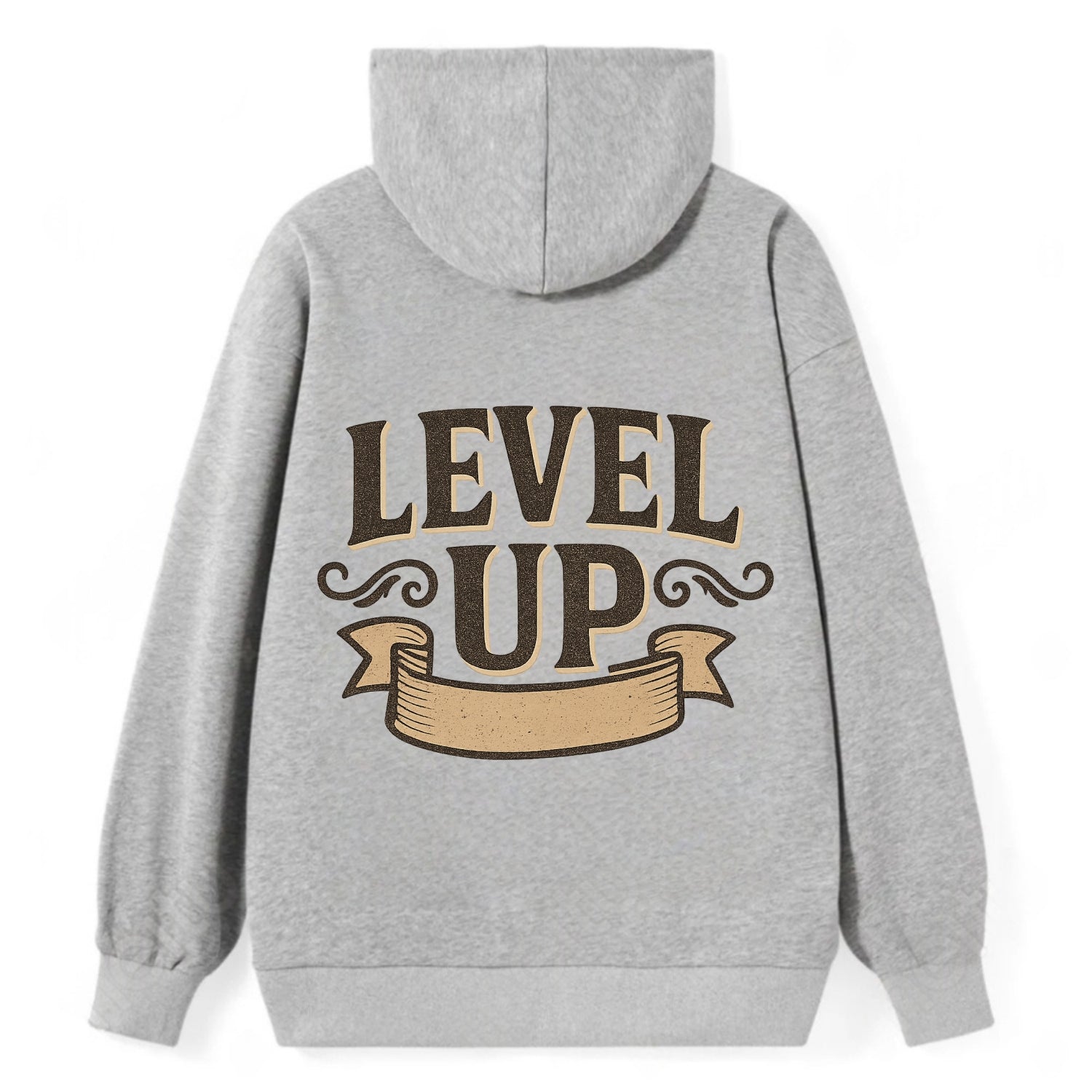 Bold typography design - "LEVEL UP" - improving, advancing, growing - Classic Pullover Hoodie - Grey