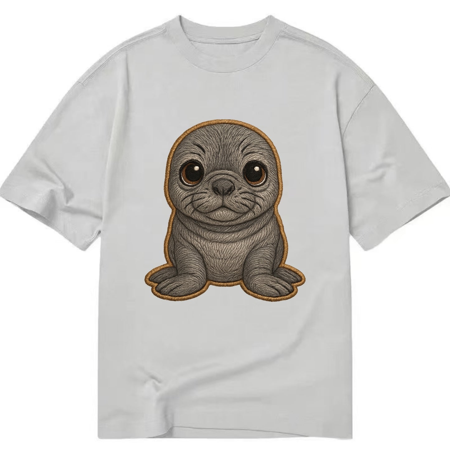 Baby Elephant Seal - gray wrinkly, tiny trunk nose, big dark eyes, front-facing, - Classic T-shirt - Grey