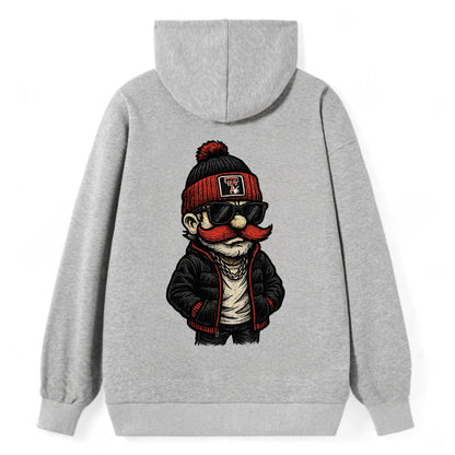 Lubbock Raider wearing Texas Tech beanie with guns up patch - Classic Pullover Hoodie - Grey