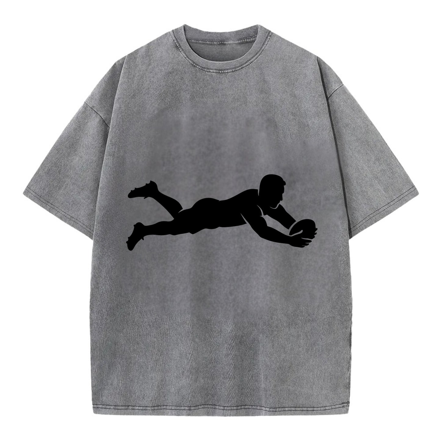 Rugby player diving for try - Vintage T-shirt - Grey