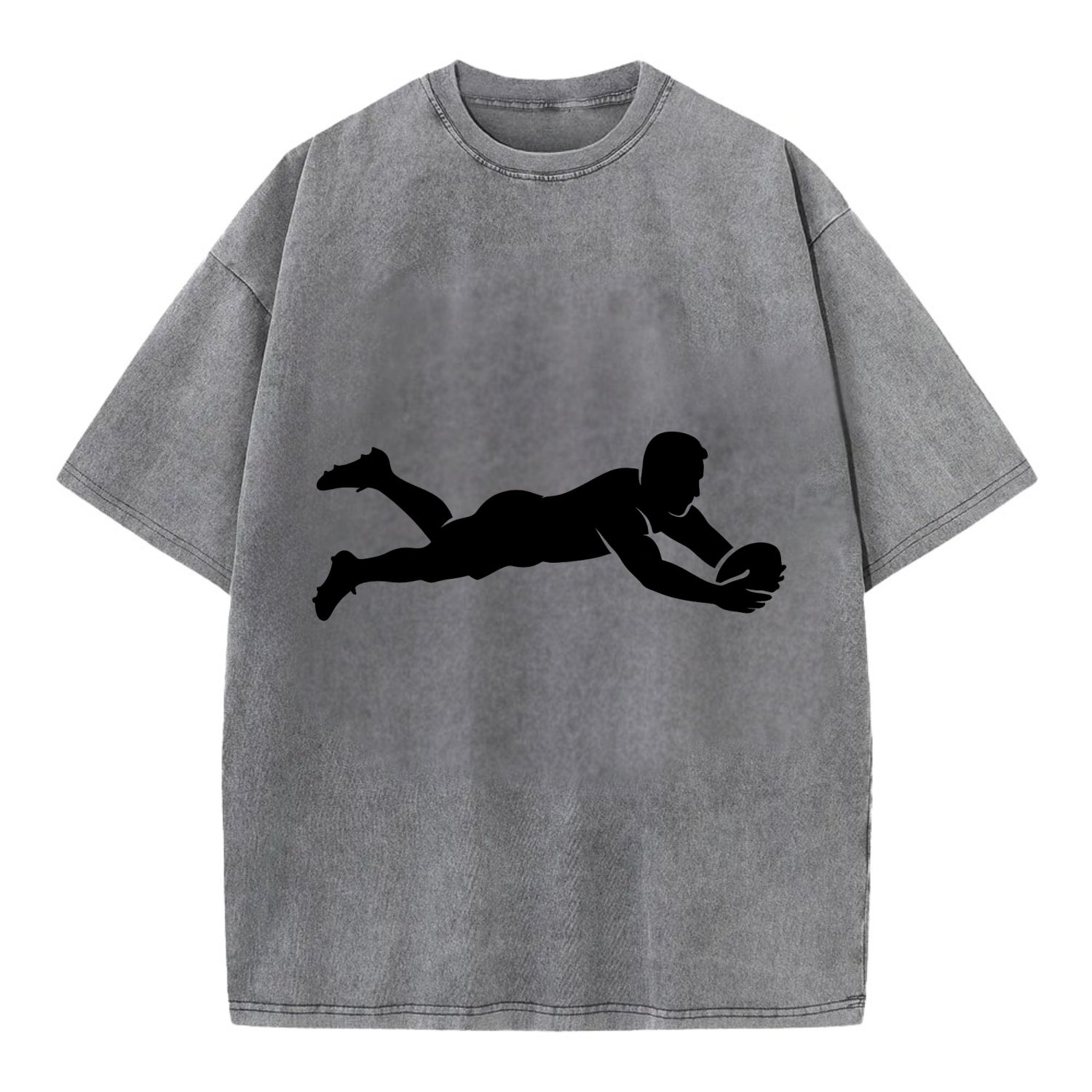 Rugby player diving for try - Vintage T-shirt - Grey