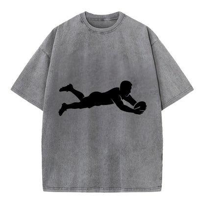 Rugby player diving for try - Vintage T-shirt - Grey