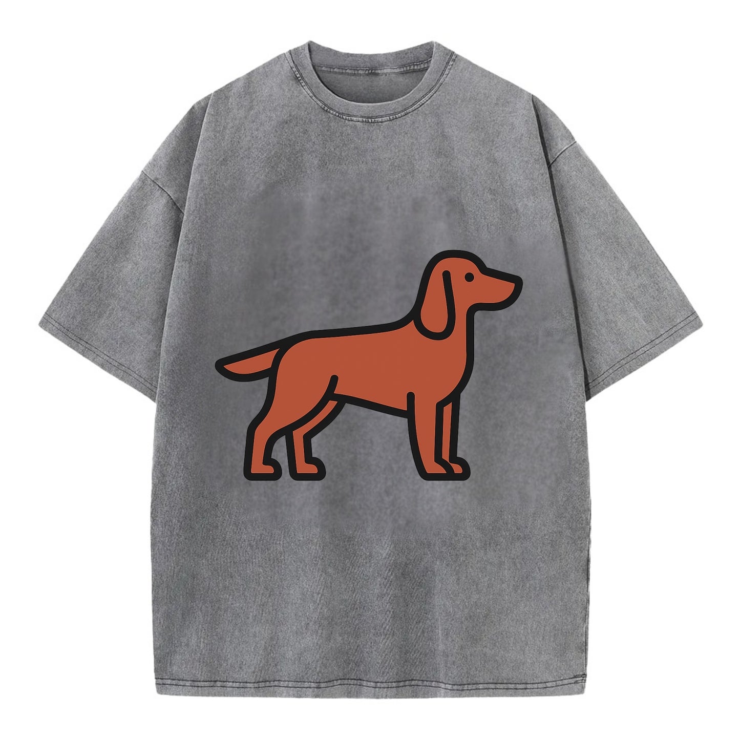 Irish Setter - Red/chestnut flat side profile - Vintage T-shirt - Grey