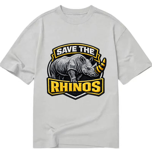 SAVE THE RHINOS - rhino silhouette in gray , horn protection - Classic T-shirt - Grey