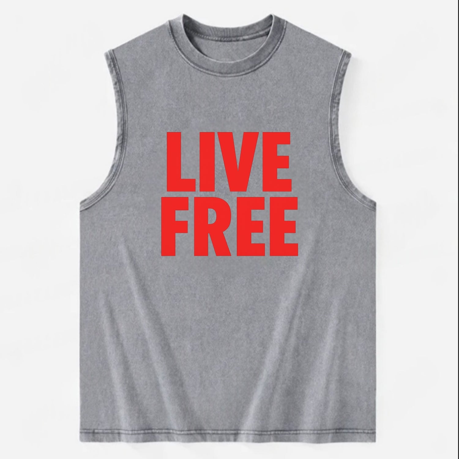 Bold typography design - "LIVE FREE" - unrestricted living - Vintage Washed Tank - Grey