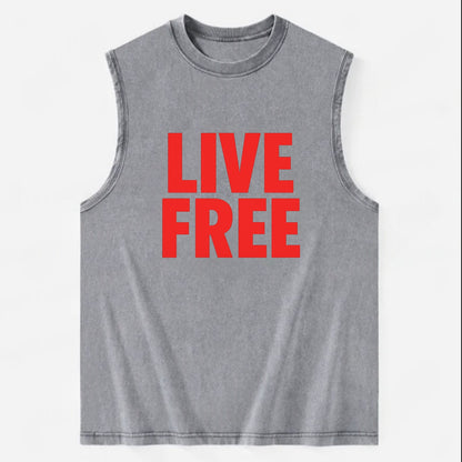 Bold typography design - "LIVE FREE" - unrestricted living - Vintage Washed Tank - Grey