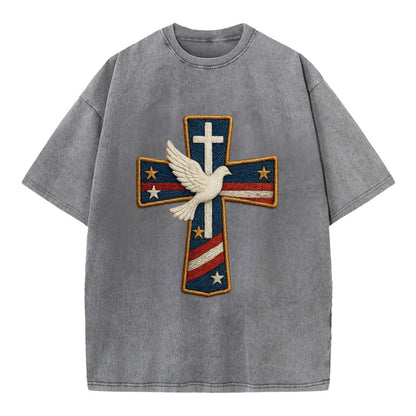 Dove and Cross  - Vintage T-shirt - Grey