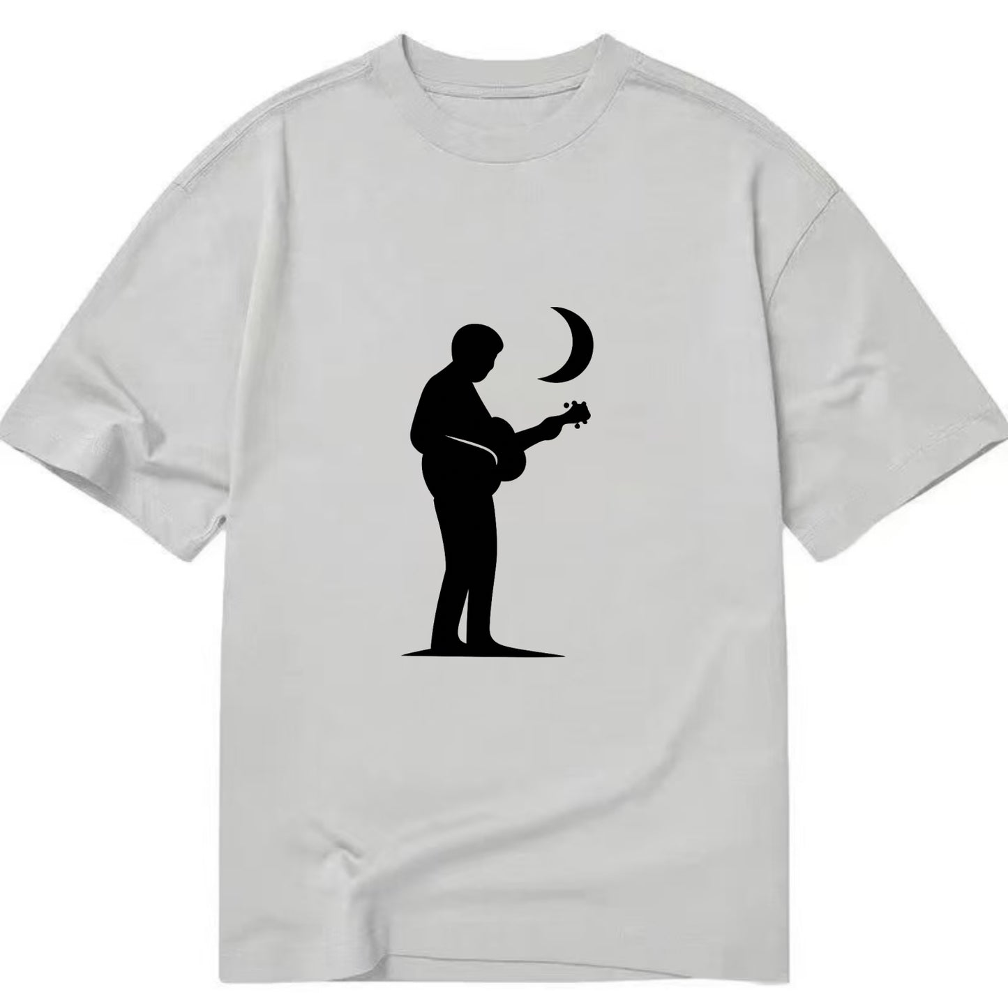 Guitarist playing acoustic under moonlight - Classic T-shirt - Grey
