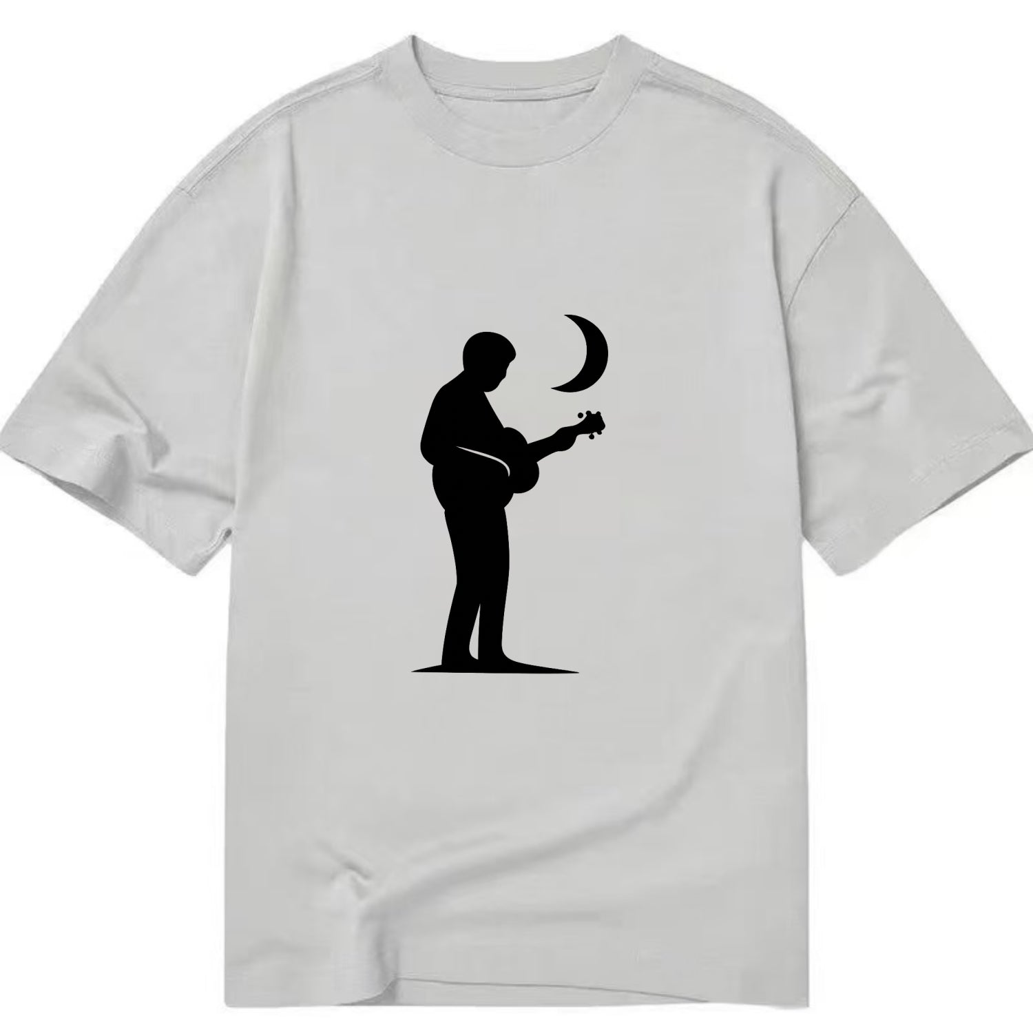 Guitarist playing acoustic under moonlight - Classic T-shirt - Grey