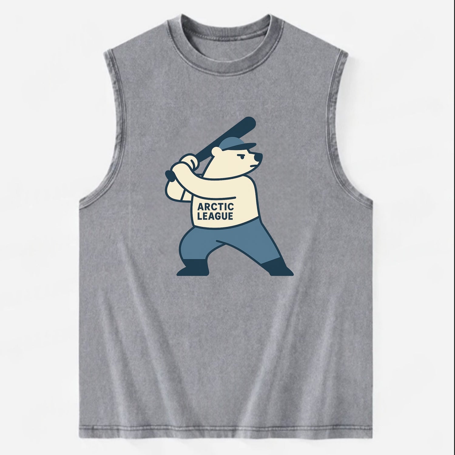 Polar Bear Baseball MVP - Vintage Washed Tank - Grey